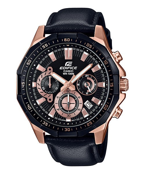 Reloj Edifice casual correa de cuero EFR-554BGL-1AV