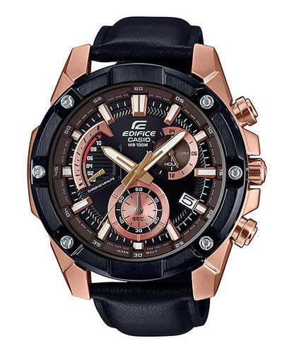 Reloj Edifice casual correa de cuero EFR-559BGL-1AV