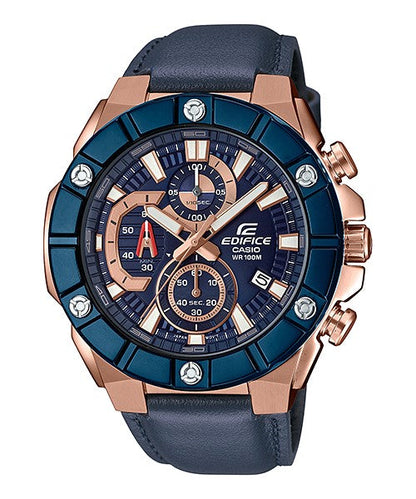 Reloj Edifice casual correa de cuero EFR-569BL-2AV