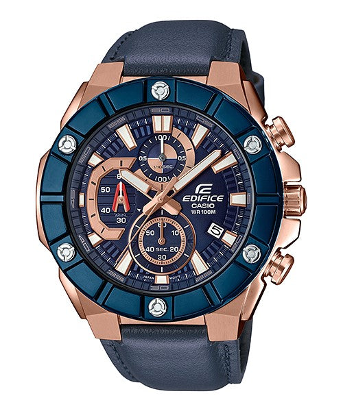 Reloj Edifice casual correa de cuero EFR-569BL-2AV