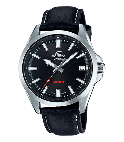 Reloj Edifice casual correa de cuero EFV-100L-1AV