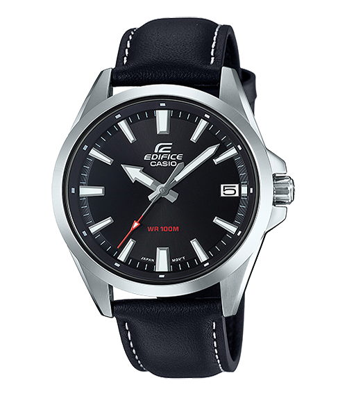 Reloj Edifice casual correa de cuero EFV-100L-1AV