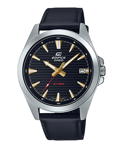 Reloj Edifice casual correa de cuero EFV-140L-1AV