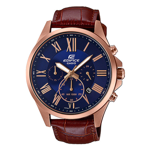 Reloj Edifice casual correa de cuero EFV-500GL-2AV