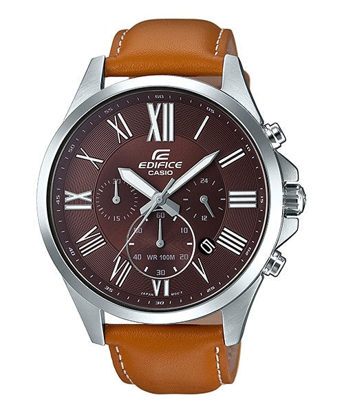 Reloj Edifice casual correa de cuero EFV-500L-5AV