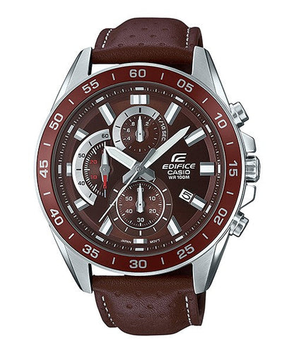 Reloj Edifice casual correa de cuero EFV-550L-5AV