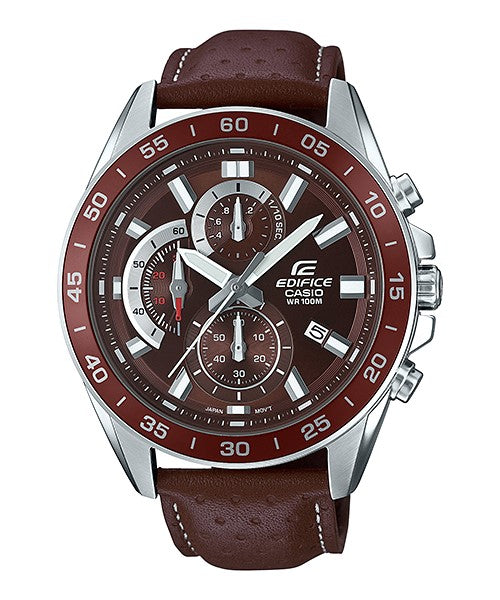 Reloj Edifice casual correa de cuero EFV-550L-5AV