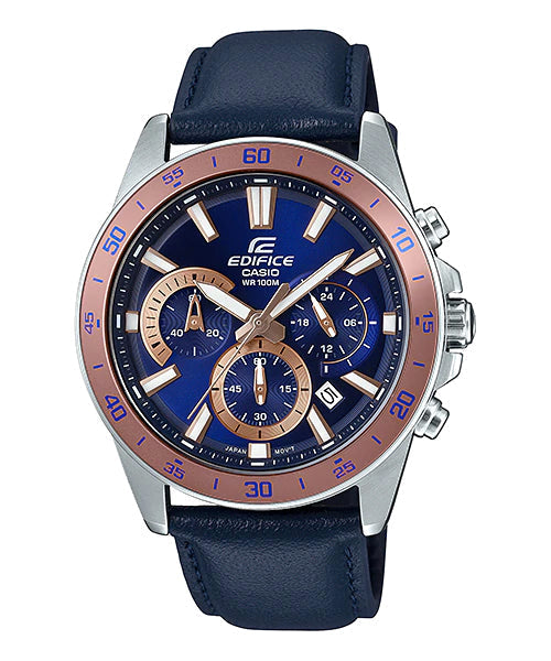 Reloj Edifice casual correa de cuero EFV-570L-2BV