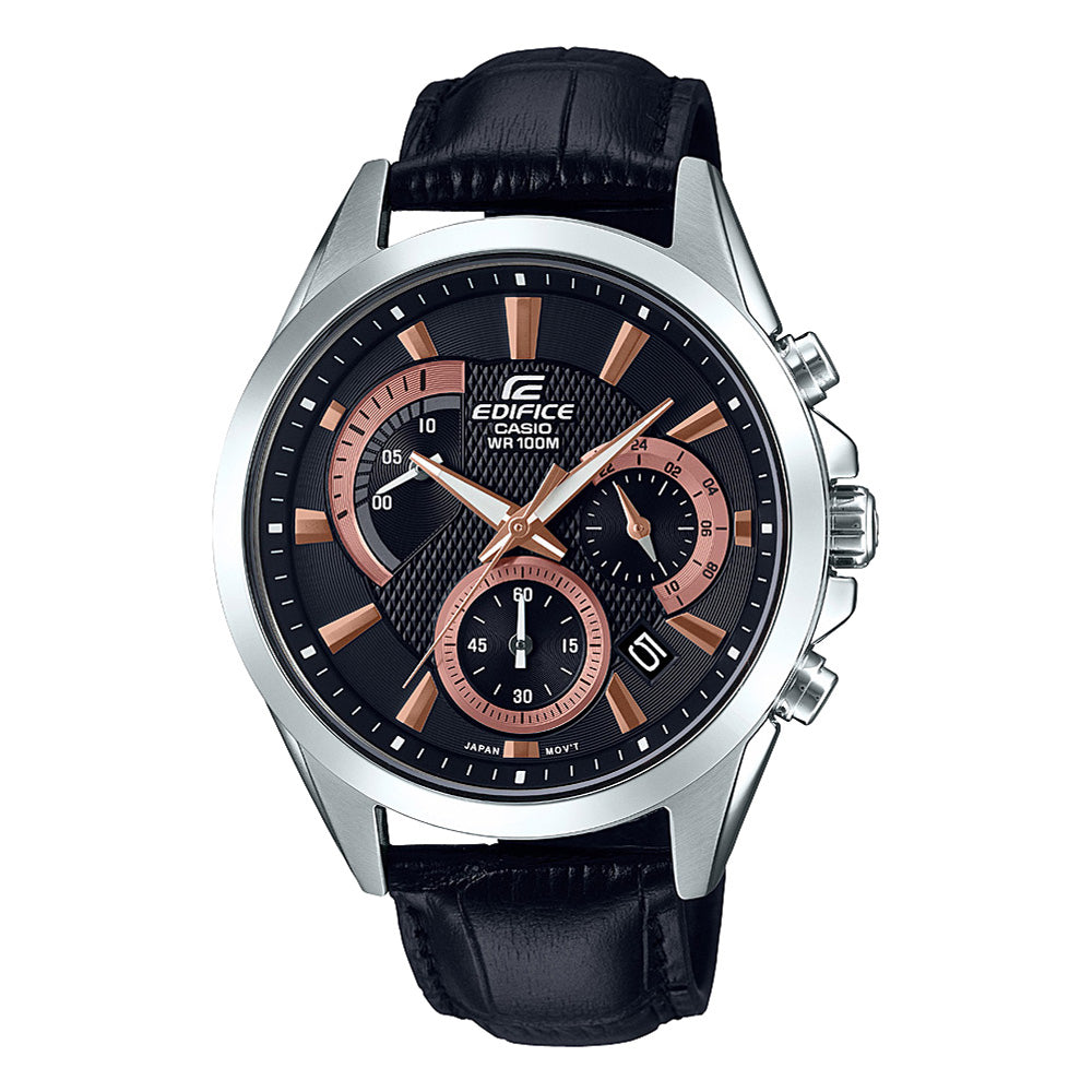 Reloj Edifice casual correa de cuero EFV-580L-1AV