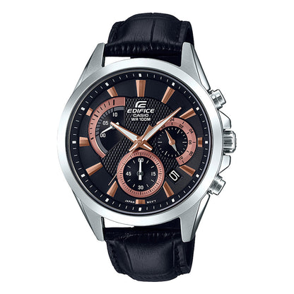 Reloj Edifice casual correa de cuero EFV-580L-1AV