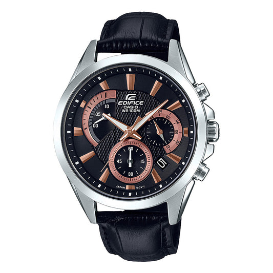 Reloj Edifice casual correa de cuero EFV-580L-1AV