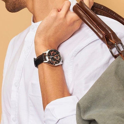 Reloj Edifice casual correa de cuero EFV-580L-1AV