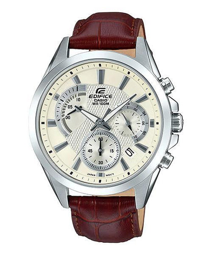 Reloj Edifice casual correa de cuero EFV-580L-7AV