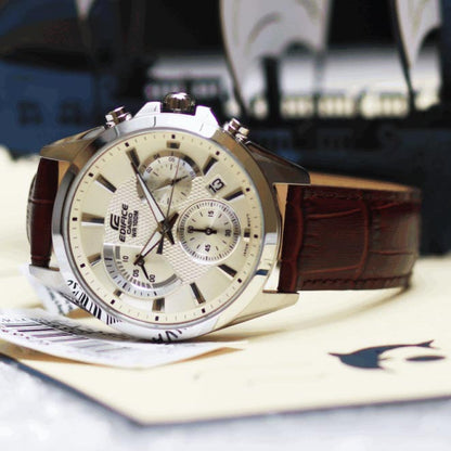 Reloj Edifice casual correa de cuero EFV-580L-7AV