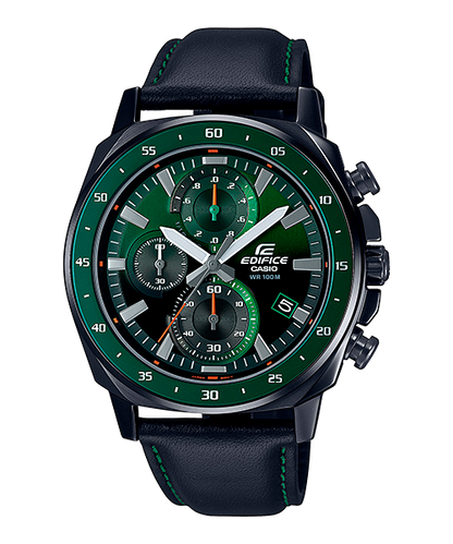Reloj Edifice casual correa de cuero EFV-600CL-3AV