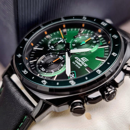 Reloj Edifice casual correa de cuero EFV-600CL-3AV