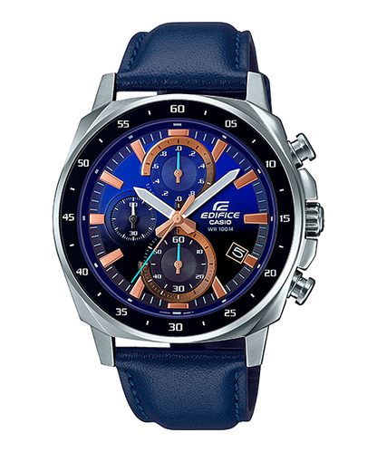 Reloj Edifice casual correa de cuero EFV-600L-2AV