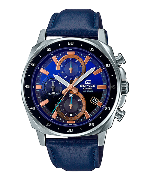 Reloj Edifice casual correa de cuero EFV-600L-2AV