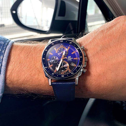 Reloj Edifice casual correa de cuero EFV-600L-2AV