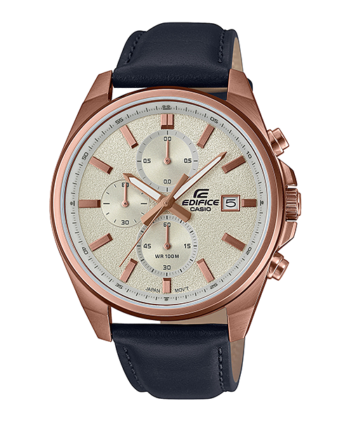 Reloj Edifice casual correa de cuero EFV-610CL-7AV