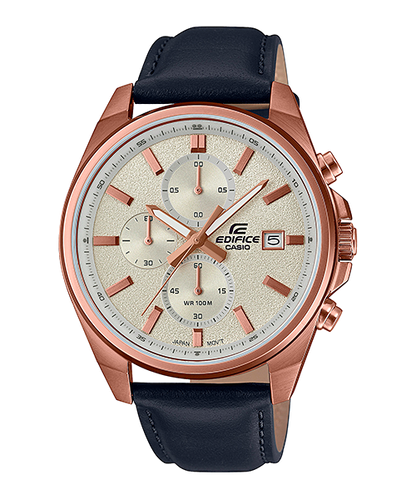 Reloj Edifice casual correa de cuero EFV-610CL-7AV