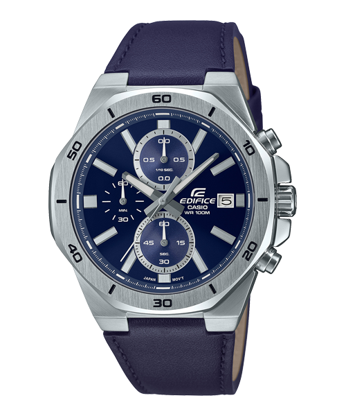 Reloj Edifice casual correa de cuero EFV-640L-2AV