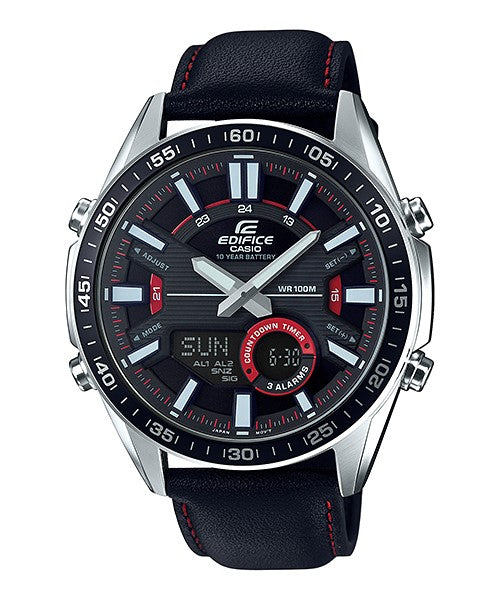 Reloj Edifice casual correa de cuero EFV-C100L-1AV