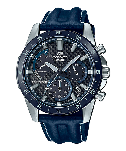 Reloj Edifice casual correa de cuero EQS-930BL-2AV