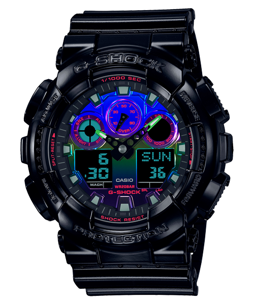 Reloj G-Shock edición Virtual Rainbow deportivo correa de resina GA-100RGB-1A