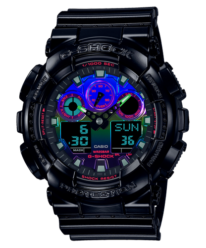 Reloj G-Shock edición Virtual Rainbow deportivo correa de resina GA-100RGB-1A