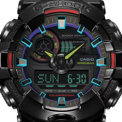 Reloj G-Shock edición Virtual Rainbow deportivo correa de resina GA-700RGB-1A