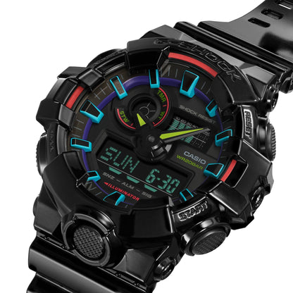 Reloj G-Shock edición Virtual Rainbow deportivo correa de resina GA-700RGB-1A