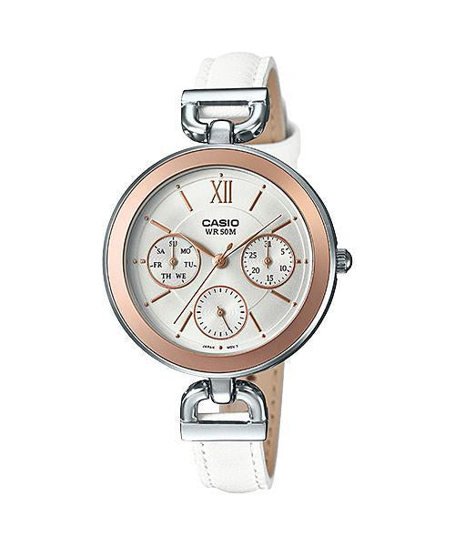 Reloj casual correa de cuero LTP-E406L-7AV