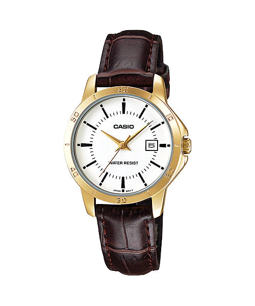 Reloj casual correa de cuero LTP-V004GL-7A