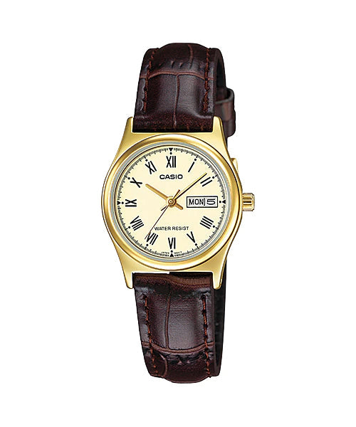 Reloj casual correa de cuero LTP-V006GL-9B