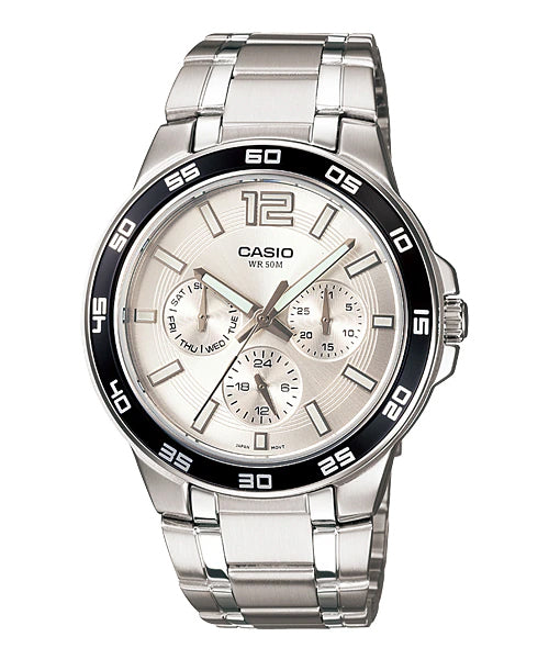 Reloj casual correa de acero inoxidable MTP-1300D-7A1V
