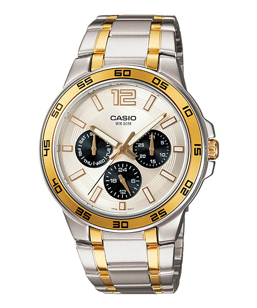 Reloj casual correa de acero inoxidable MTP-1300SG-7AV
