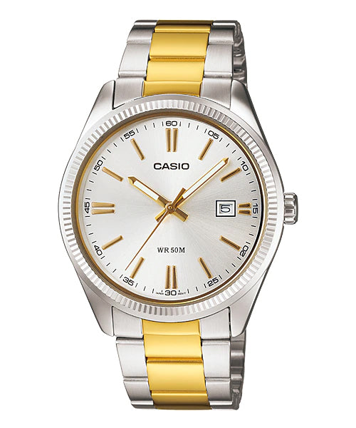 Reloj casual correa de acero inoxidable MTP-1302SG-7AV