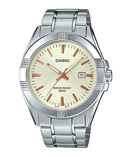 Reloj casual correa de acero inoxidable MTP-1308D-9AV