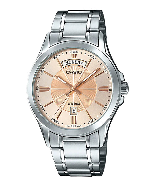 Reloj casual correa de acero inoxidable MTP-1381D-9AV