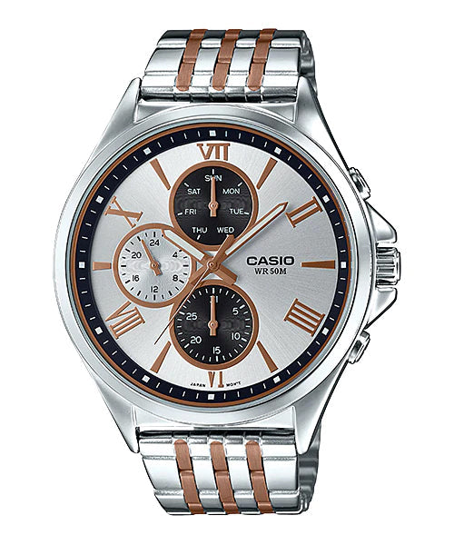 Reloj casual correa de acero inoxidable MTP-E316RG-7AV