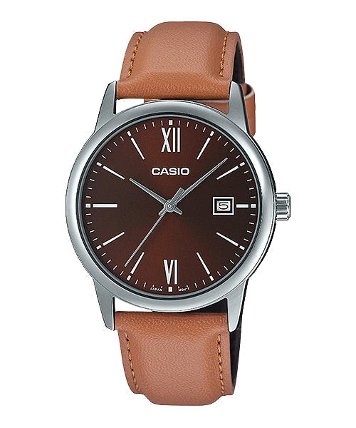 Reloj casual correa de cuero MTP-V002L-5B3