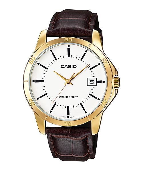 Reloj casual correa de cuero MTP-V004GL-7A