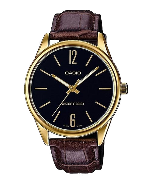 Reloj casual correa de cuero MTP-V005GL-1B