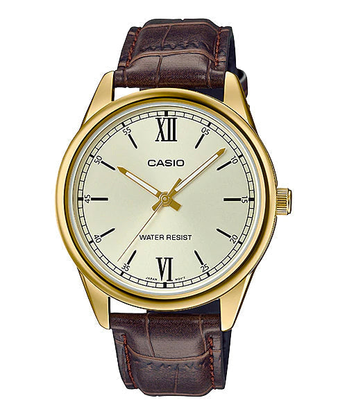 Reloj casual correa de cuero MTP-V005GL-9B