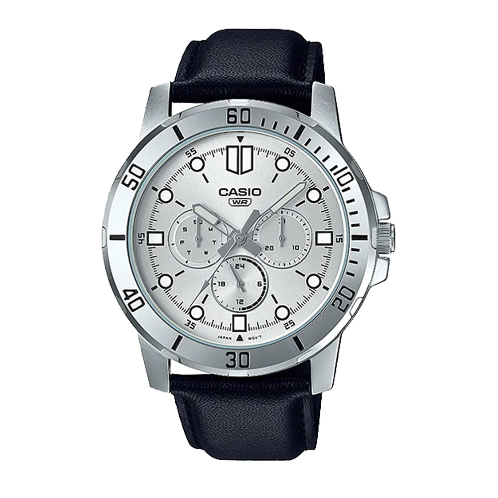 Reloj casual correa de cuero MTP-VD300L-7E